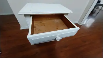 Mesa de madera de noche blanca - miniatura 2