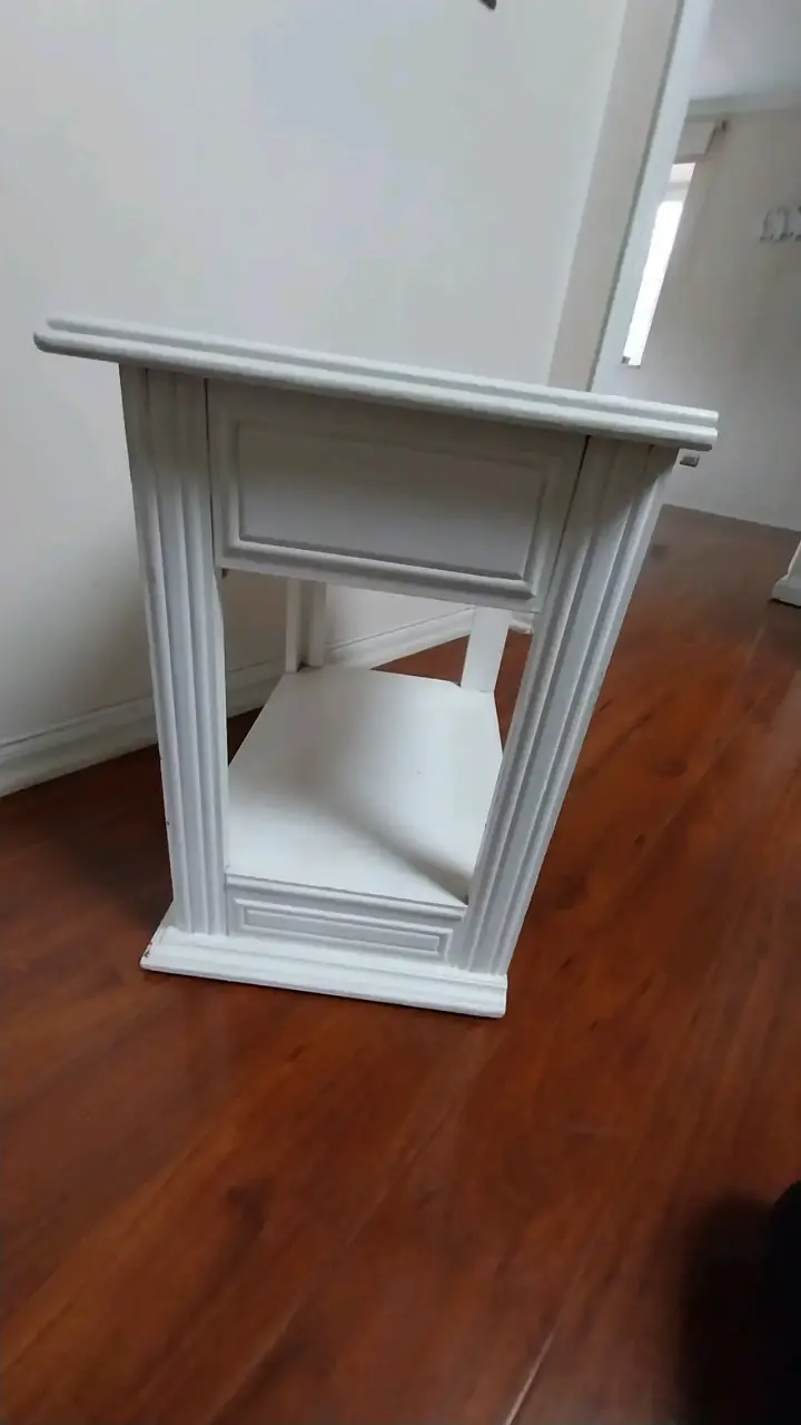 Mesa de madera de noche blanca - 5