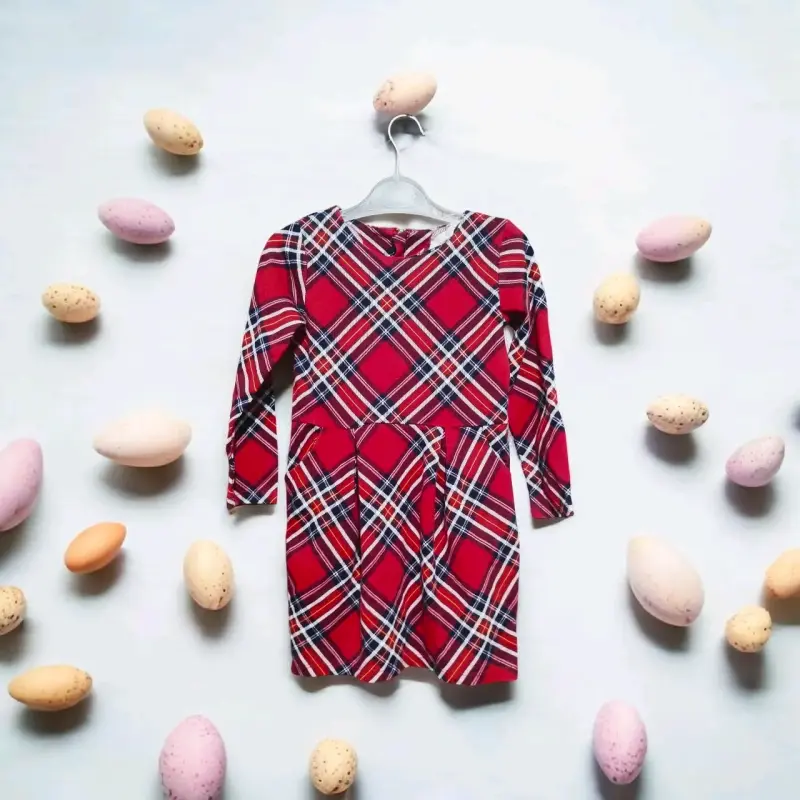 Vestido a cuadros h&m rojo infantil T4