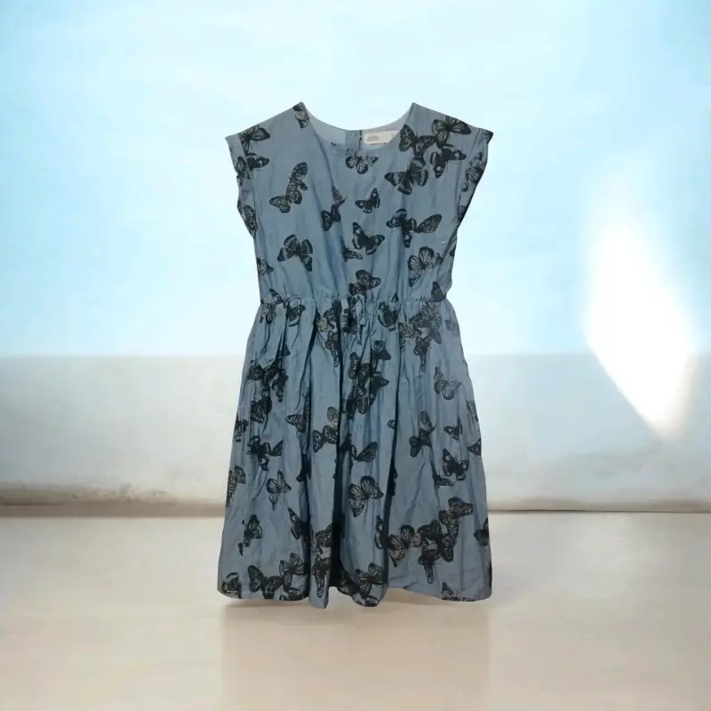 Vestido azul con mariposas T6-7