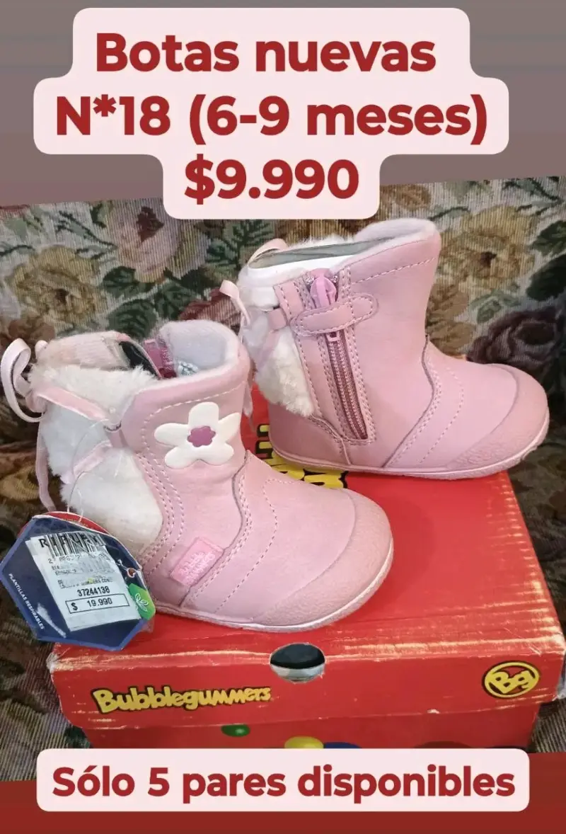 Botas rosadas para bebé talla 18