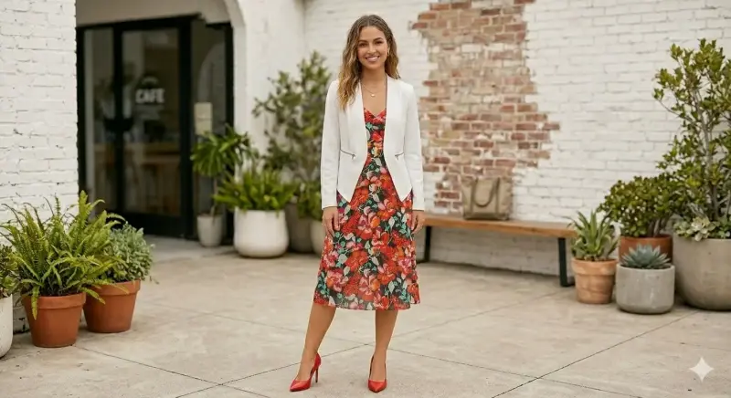 Blazer blanco con cierre decorativo - 4