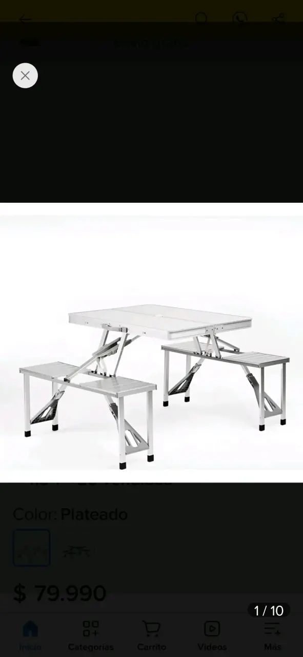 Mesa plegable con bancos plateada Doite - 1
