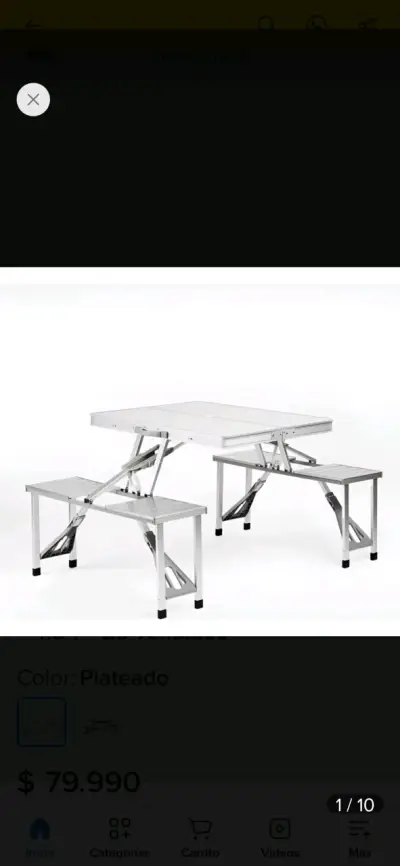 Mesa plegable con bancos plateada Doite - miniatura 1