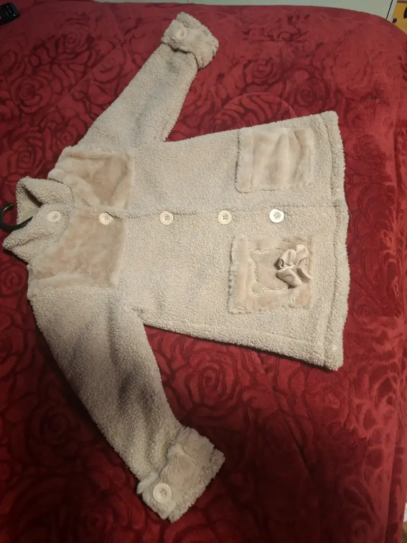 Abrigo de felpa beige para niños - 1