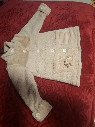 Abrigo de felpa beige para niños - miniatura 1