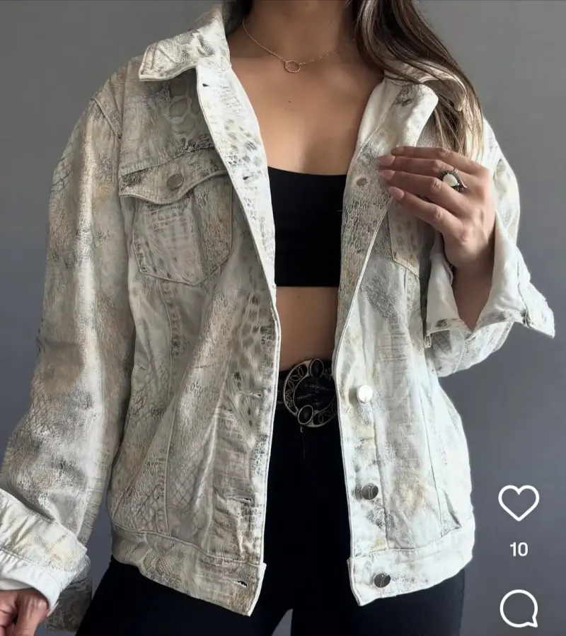 Chaqueta oversize estampada clara - 2