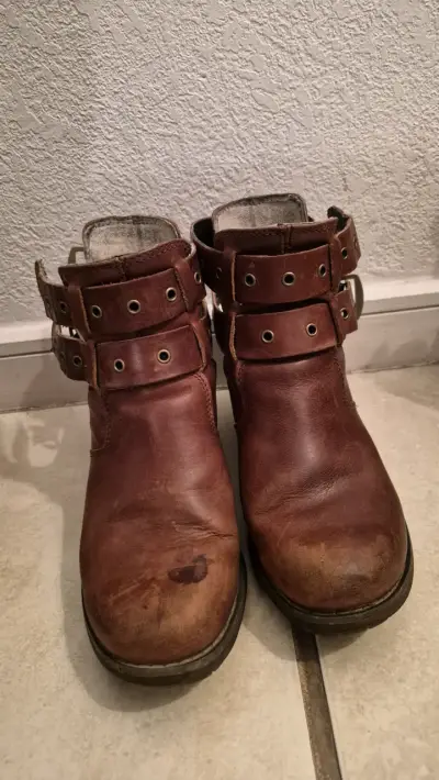 Botines de cuero marrón - miniatura 1