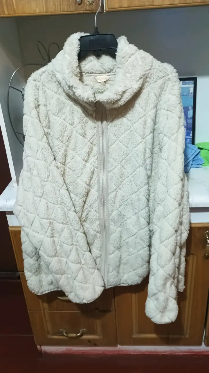 Chaqueta polar beige con cierre - 1