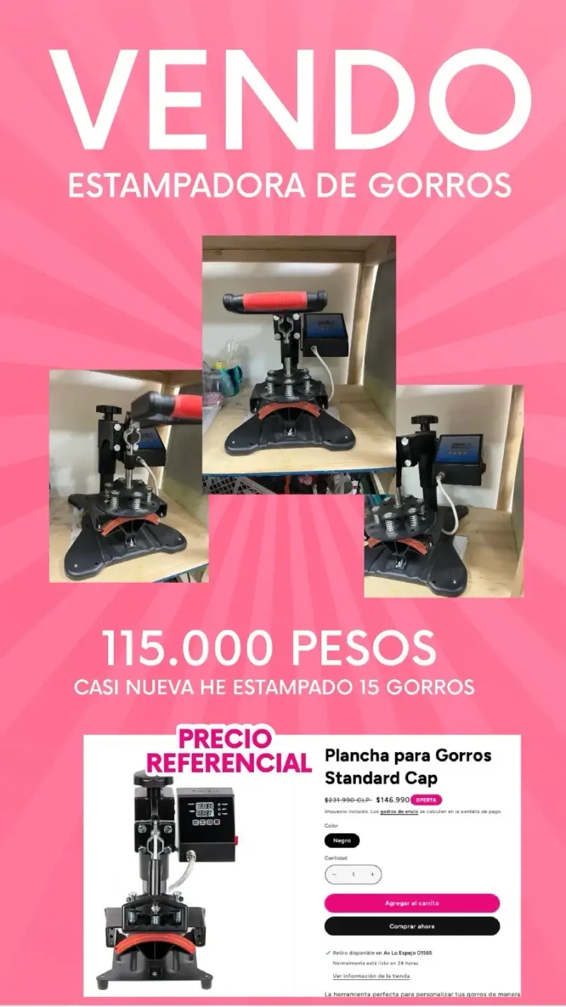 Estampadora de gorros casi nueva