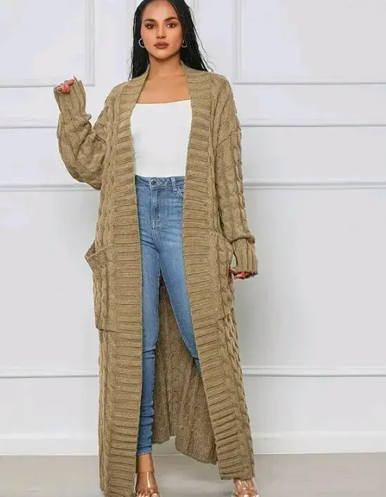 Cardigan largo tejido beigeMk original talla M - 1