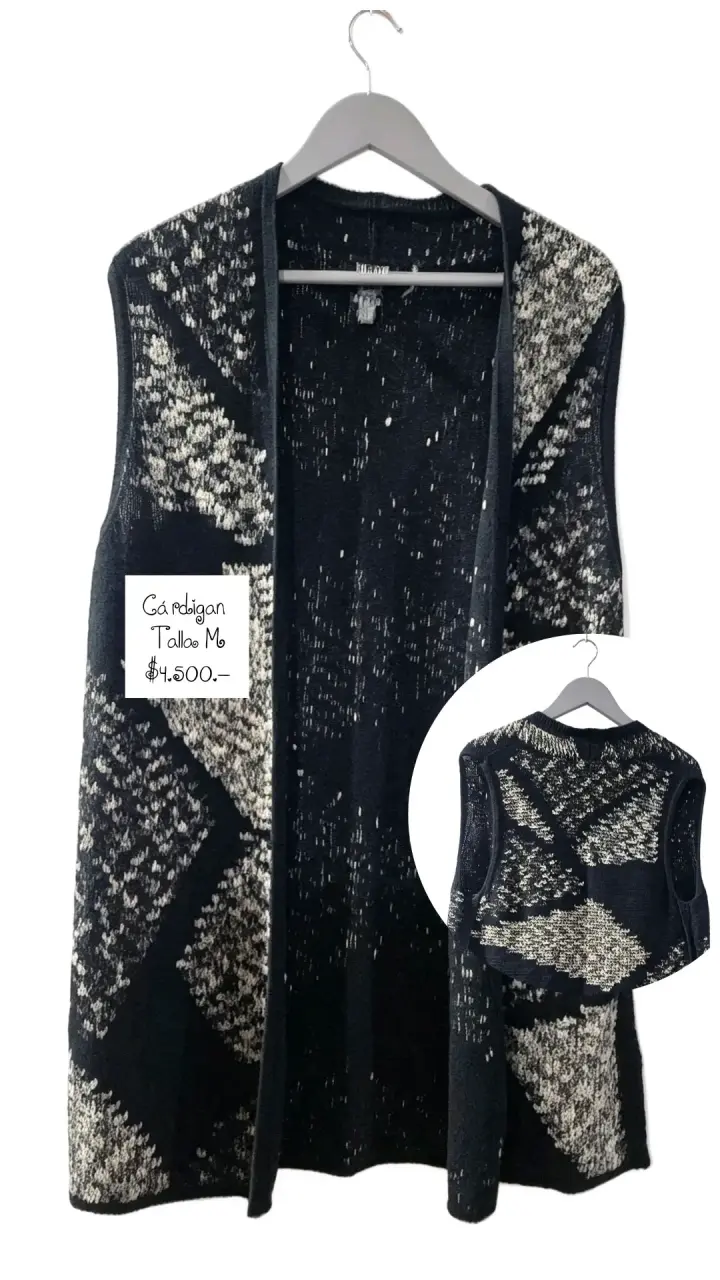 Cardigan tejido blanco y negro - 1