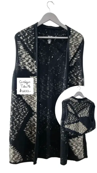 Cardigan tejido blanco y negro - miniatura 1