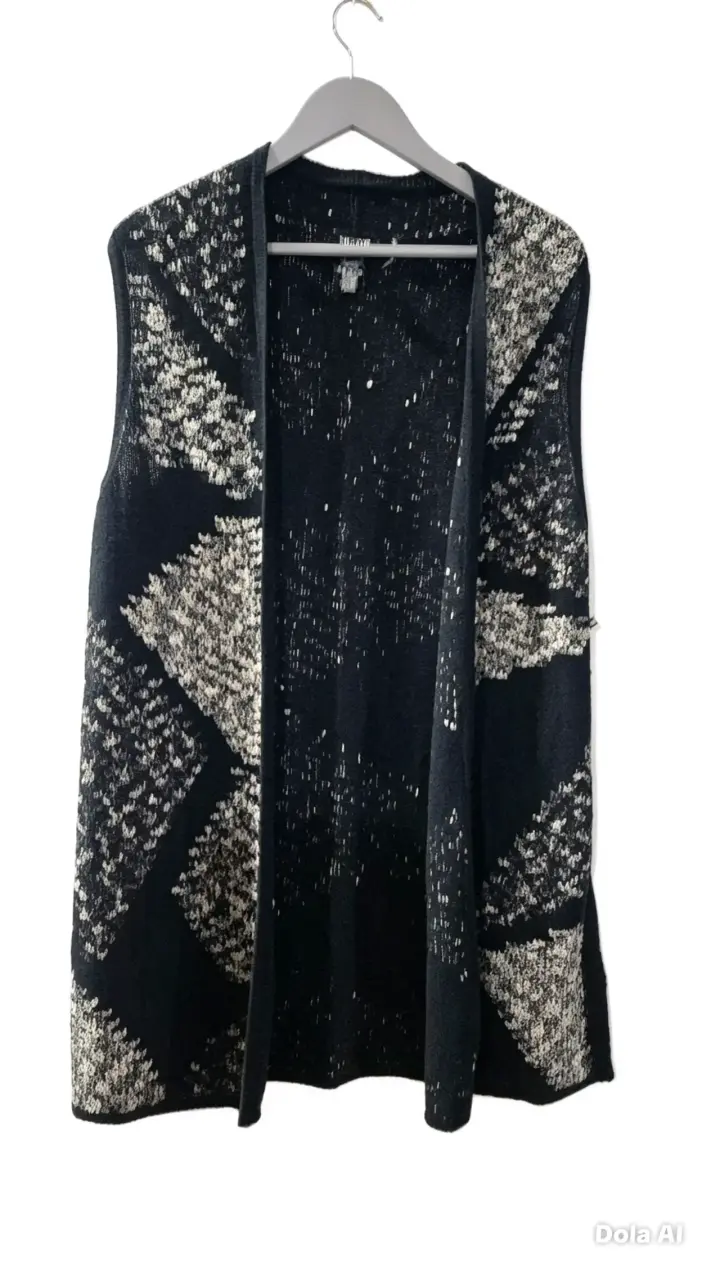 Cardigan tejido blanco y negro - 2