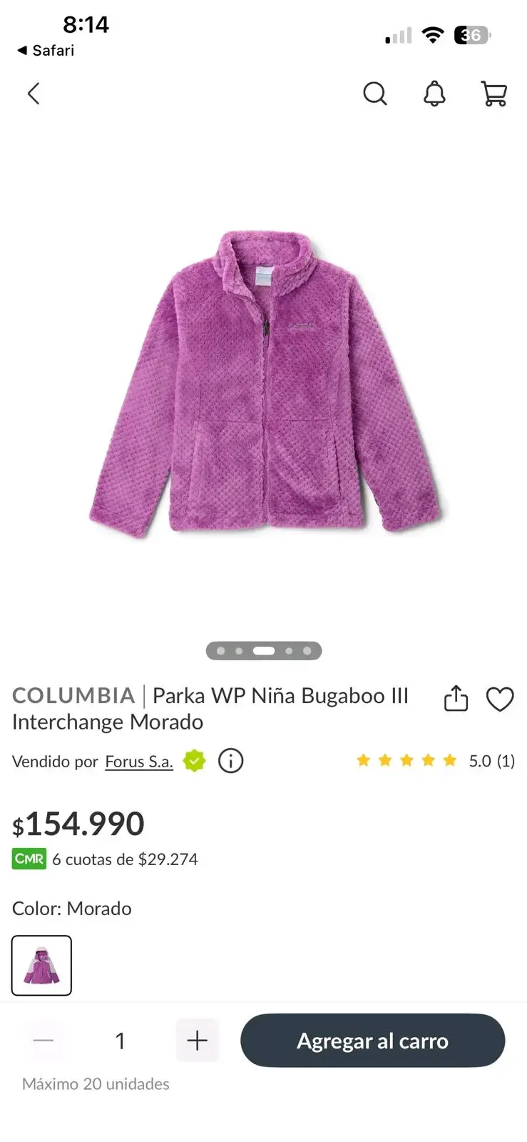 Parka morada niña Columbia - 1