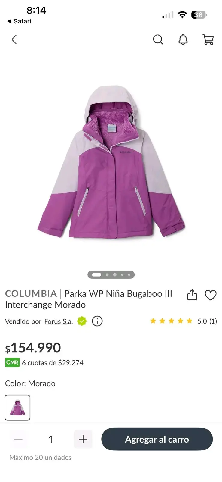 Parka morada niña Columbia - 2