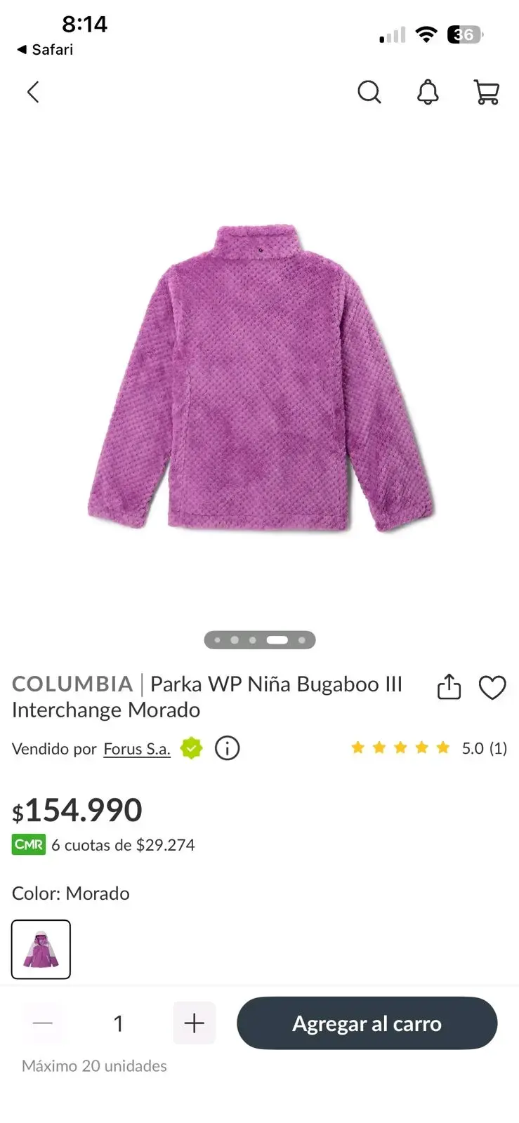 Parka morada niña Columbia - 3