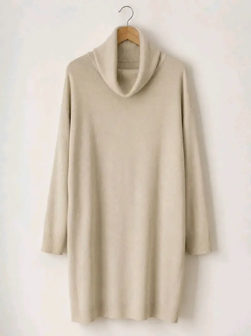 Sweater beige con cuello alto - 2