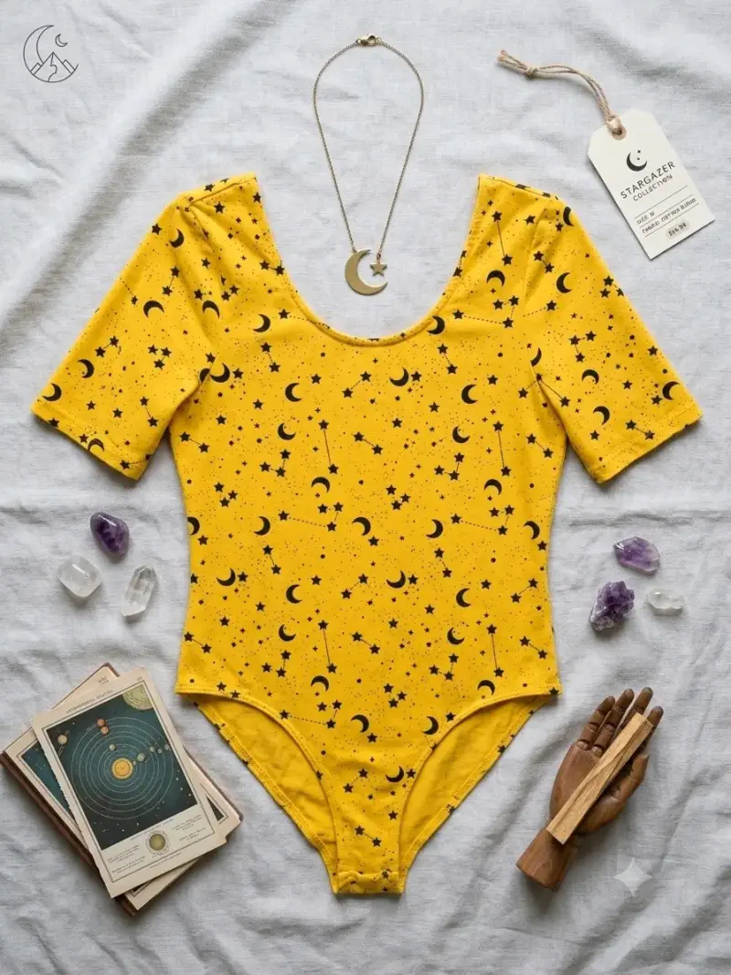 Body amarillo estampado astral