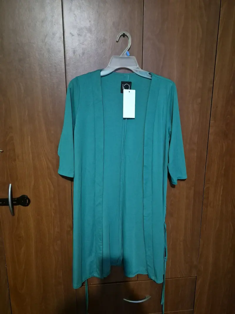 Cardigan abierto verde turquesa Io - 3
