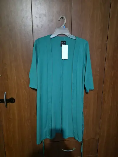 Cardigan abierto verde turquesa Io - miniatura 3