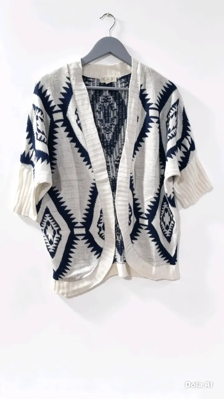 Cárdigan tejido blanco y azul - 2