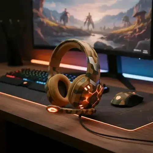 Audífonos gamer camuflados LED - 5