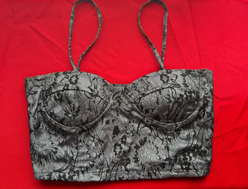 Top encaje gris elegante - 1
