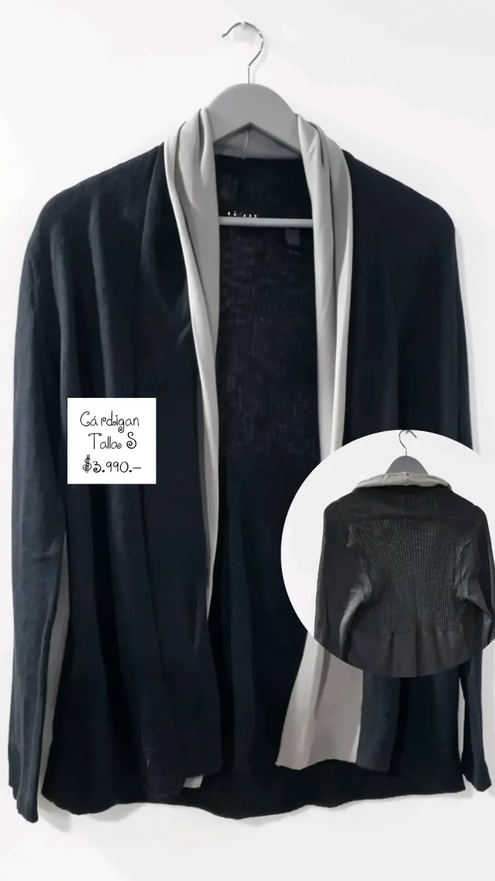 Cardigan negro con borde gris - 1