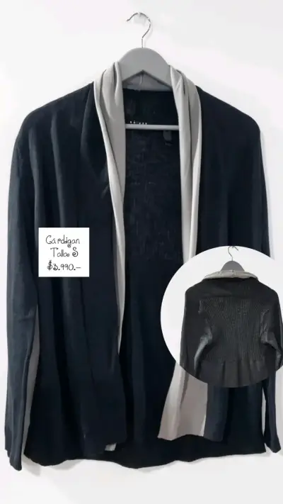 Cardigan negro con borde gris - miniatura 1