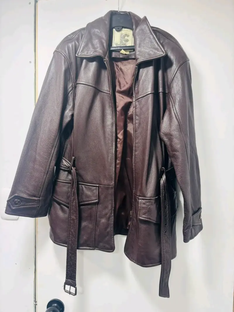 Chaqueta de cuero marrón talla M - 1