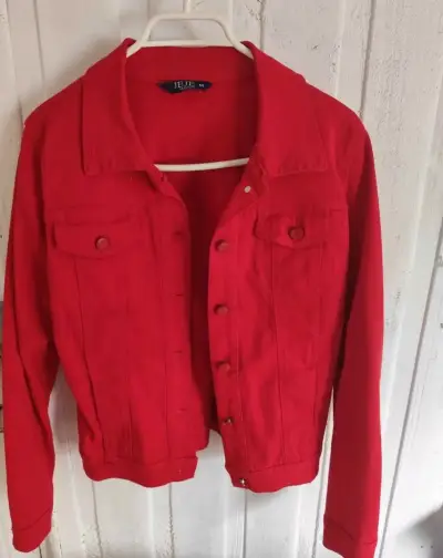Chaqueta roja de mezclilla elásticada - miniatura 1