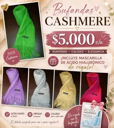 Bufanda cashmere varios colores - miniatura 1