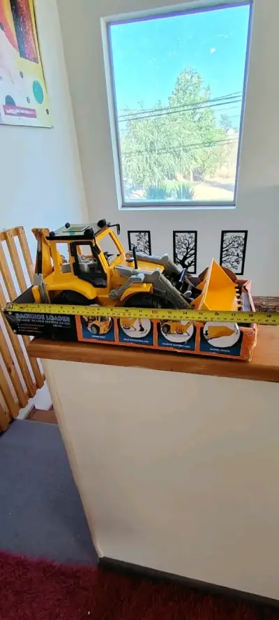 Tractor juguete retroexcavadora amarillo - miniatura 2