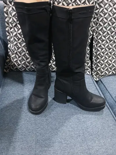 Botas negras de tacón Ancho - miniatura 1