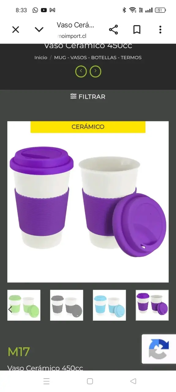 Vaso cerámico con tapa morado