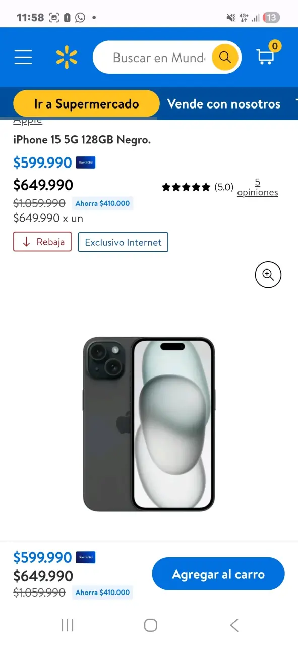 iPhone 15 5G 128GB Negro - 1
