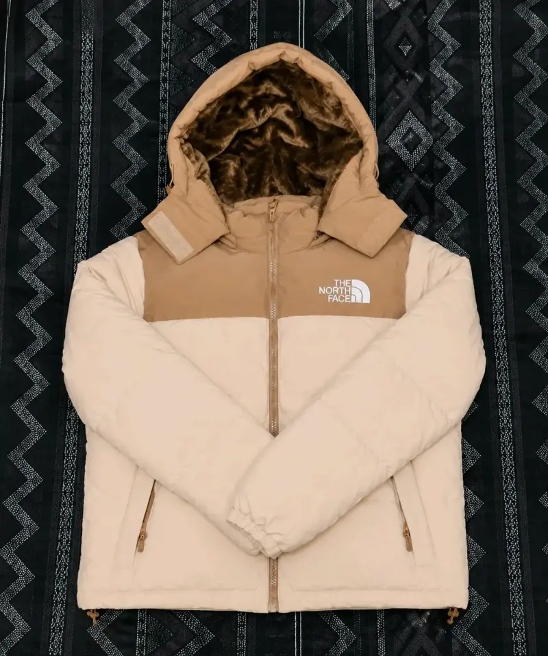 Parka beige North Face con capucha - 1