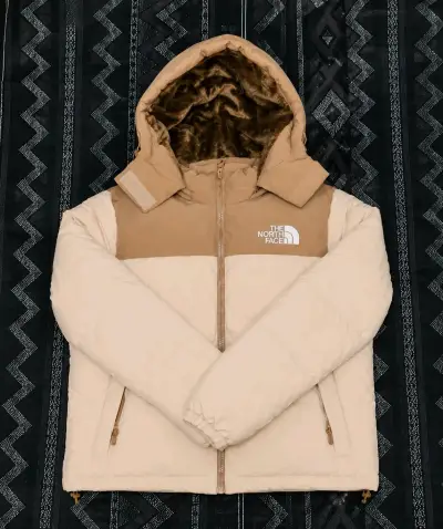 Parka beige North Face con capucha - miniatura 1