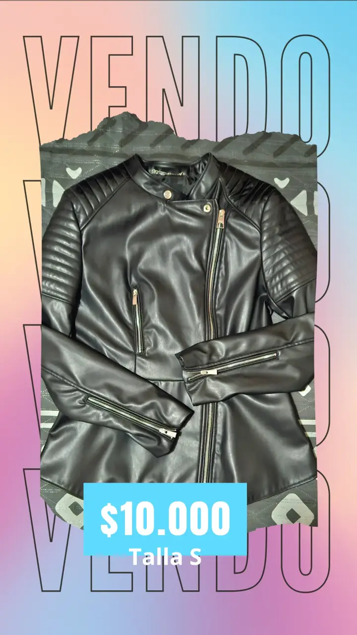 Chaqueta negra estilo motociclista