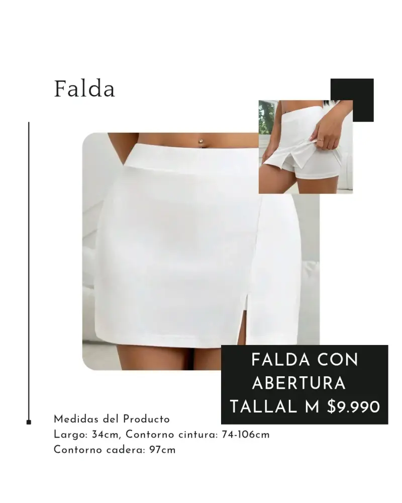 Falda corta blanca con abertura - 3