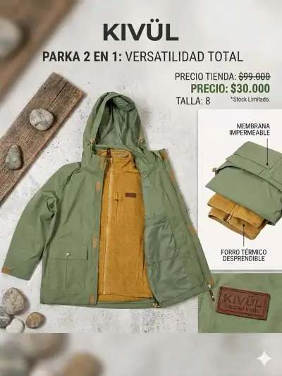 🌧️ PARKA KIVÜL 2 EN 1 | VERSATILIDAD TOTAL 🌿 - miniatura 1
