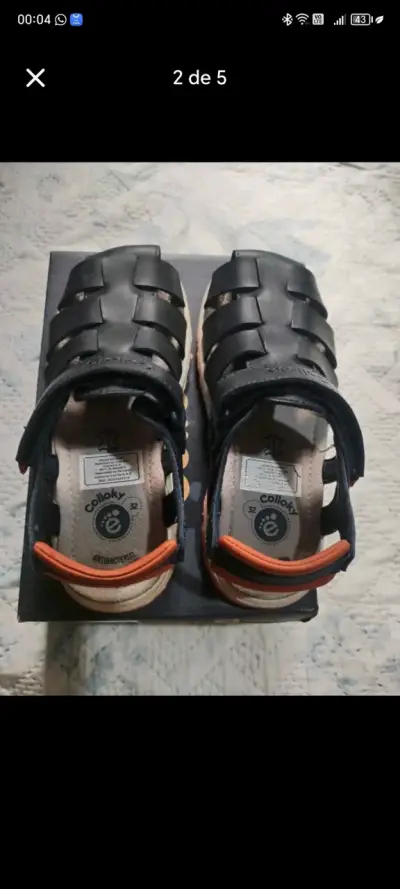 Sandalias de cuero azul marino talla 32 - miniatura 1