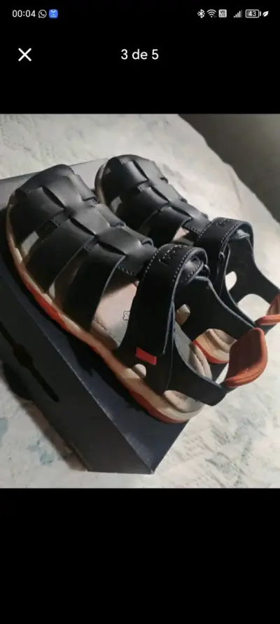 Sandalias de cuero azul marino talla 32 - miniatura 3
