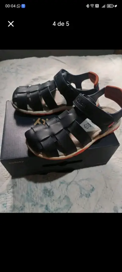 Sandalias de cuero azul marino talla 32 - miniatura 4