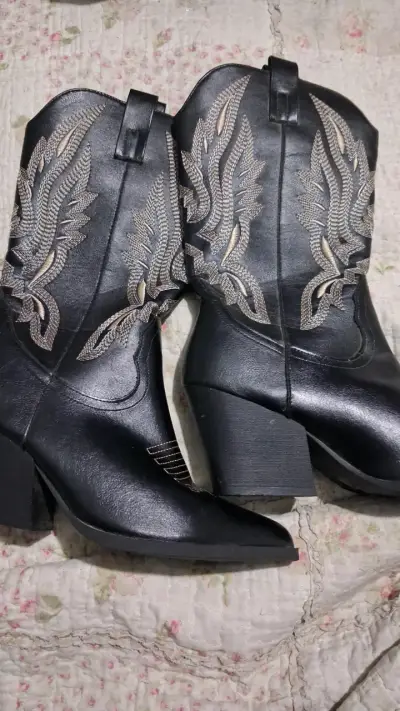 Botines vaqueros negros bordados - miniatura 1