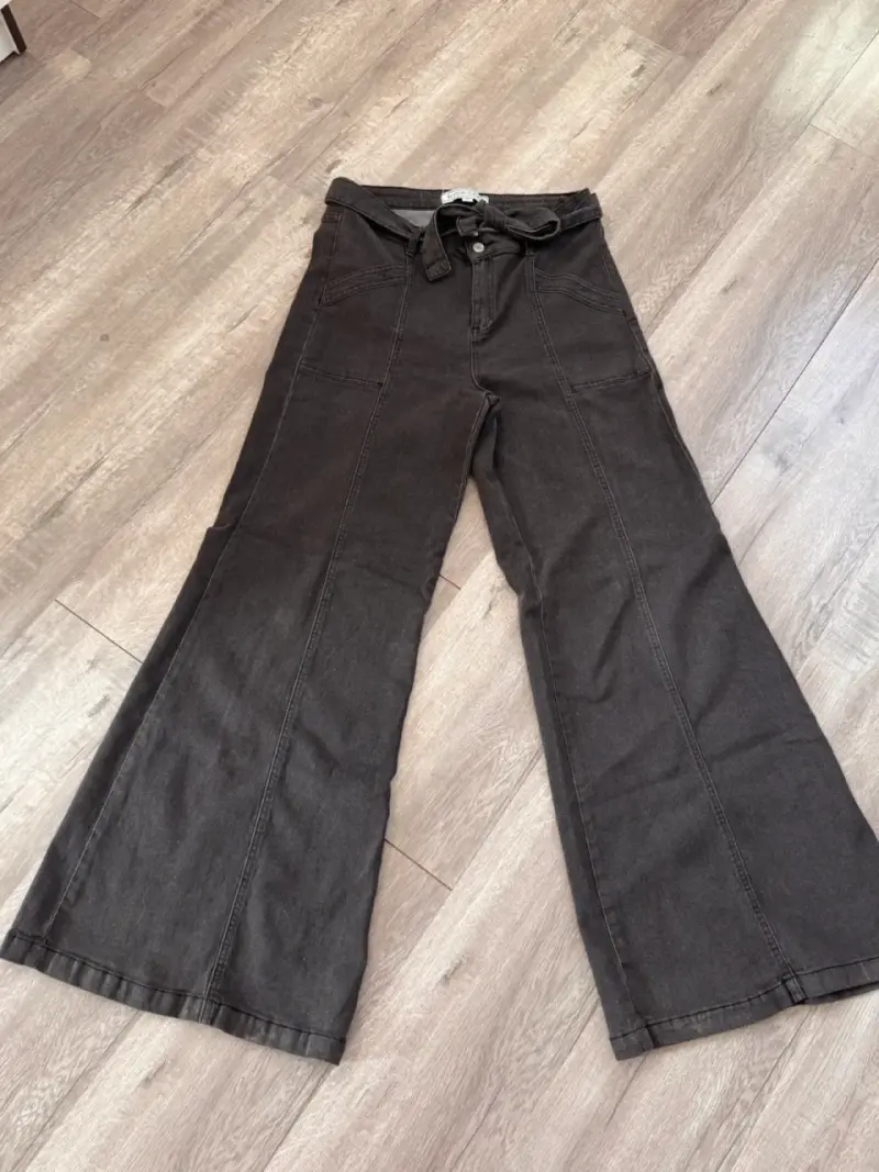 Pantalones anchos de mezclilla negros - 1