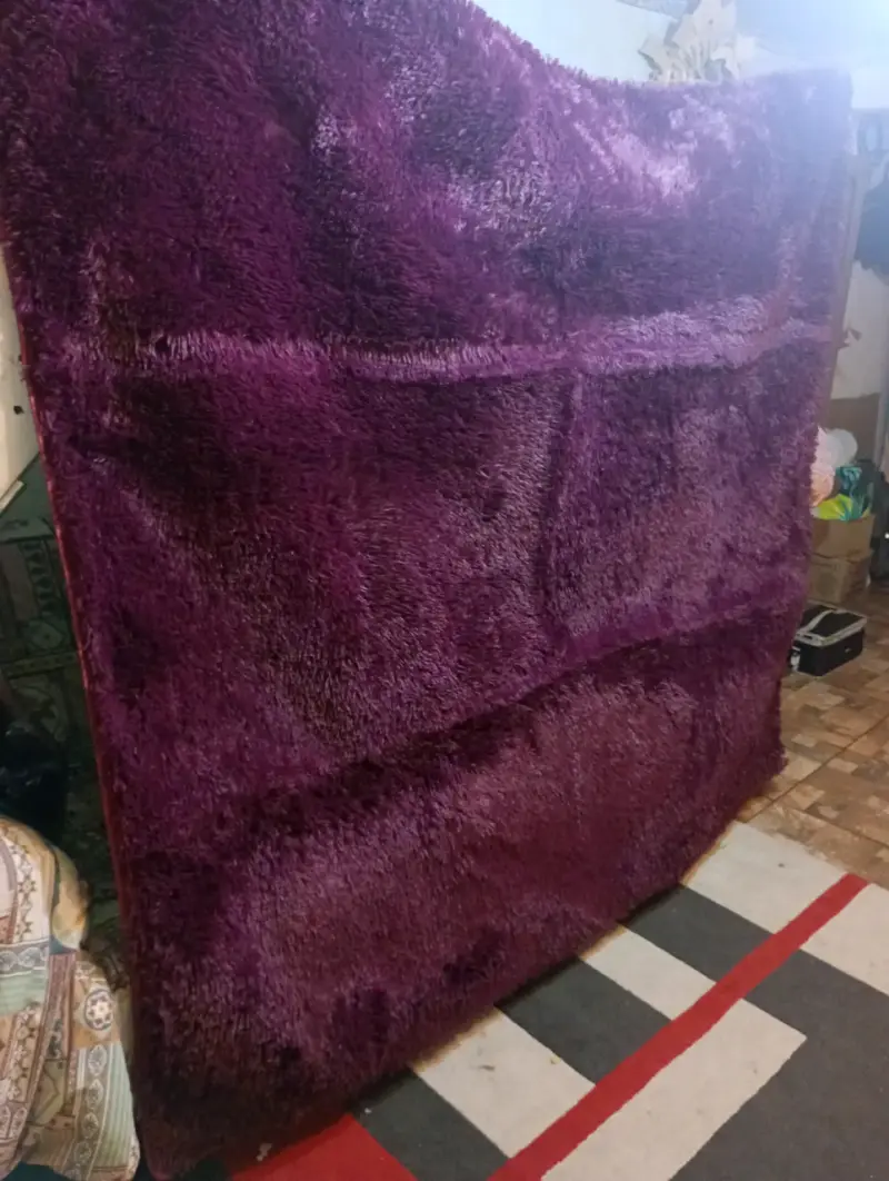 Alfombra grande de felpa marrón y conche vine - 2