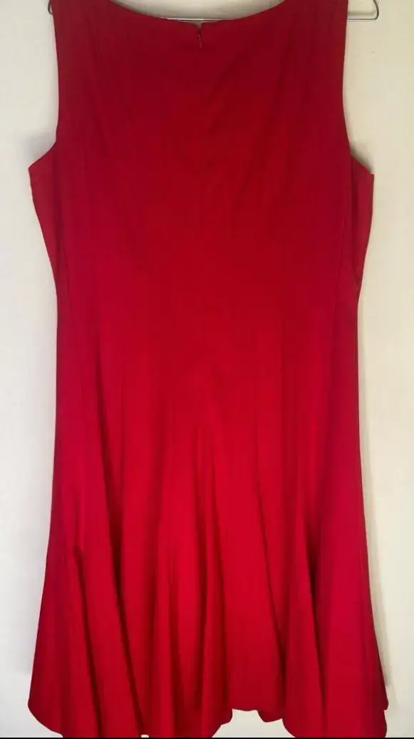 Vestido rojo corte evassé Calvin klein - 1
