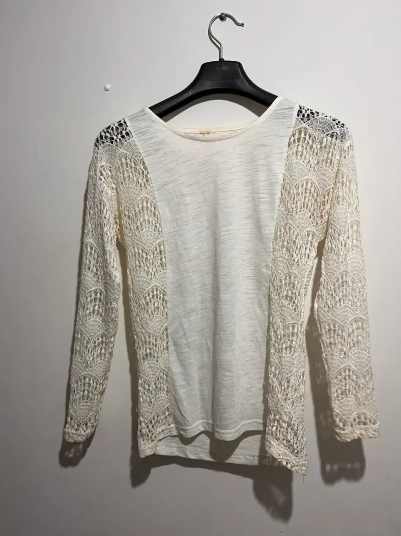 Polera blanca de encaje mujer - 2